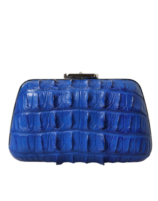 Balenciaga Electric Blue Crocodile Skin Clutch - Image 4