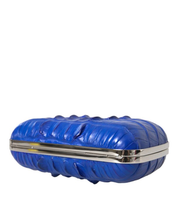 Balenciaga Electric Blue Crocodile Skin Clutch - Image 5