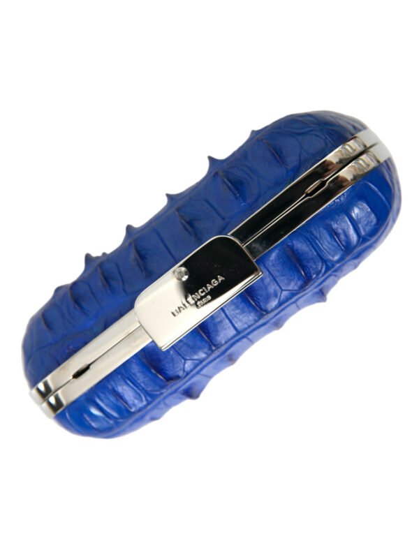 Balenciaga Electric Blue Crocodile Skin Clutch - Image 6