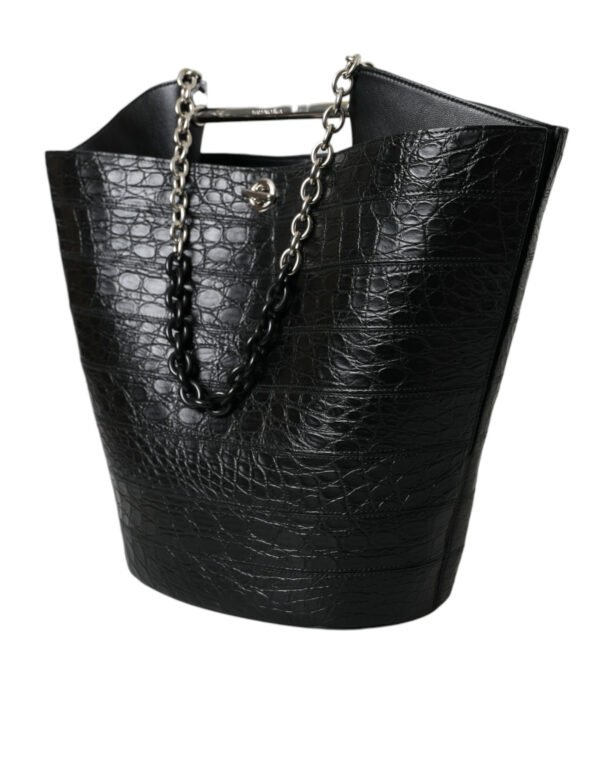 Balenciaga Elegant Black Crocodile Leather Maxi Bucket Bag - Image 2