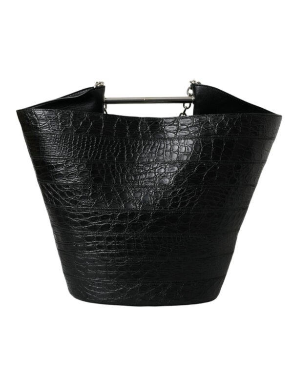 Balenciaga Elegant Black Crocodile Leather Maxi Bucket Bag - Image 3