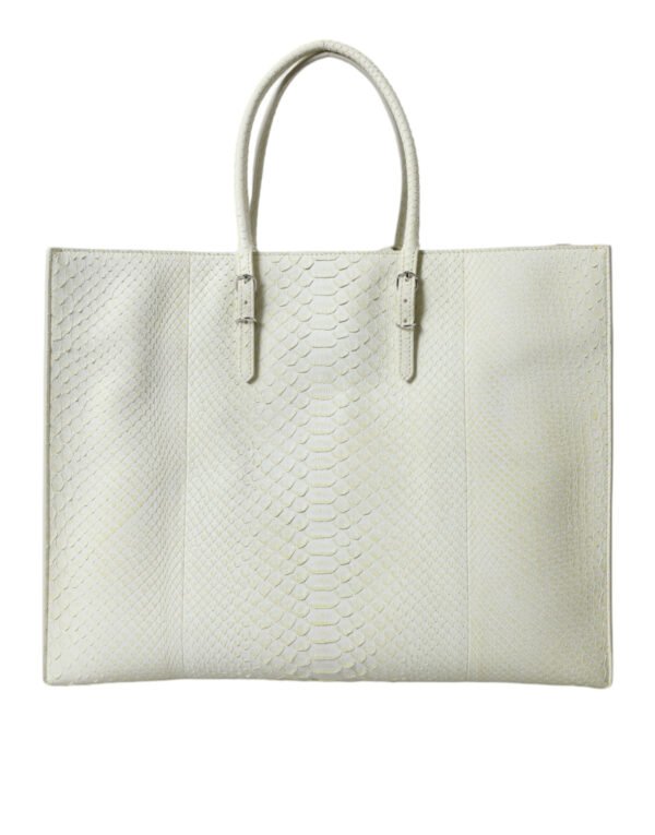 Balenciaga Chic Python Leather Tote in White & Yellow - Image 2