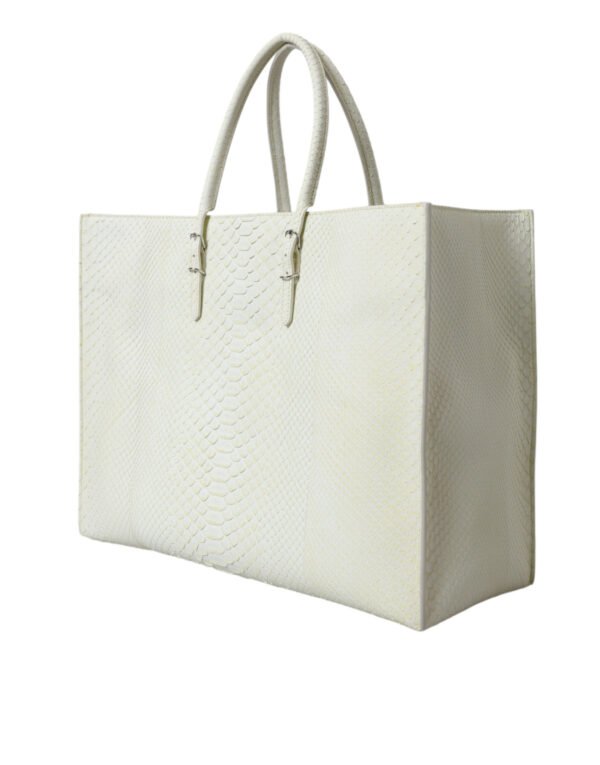 Balenciaga Chic Python Leather Tote in White & Yellow - Image 3