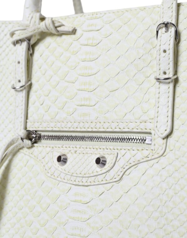 Balenciaga Chic Python Leather Tote in White & Yellow - Image 4