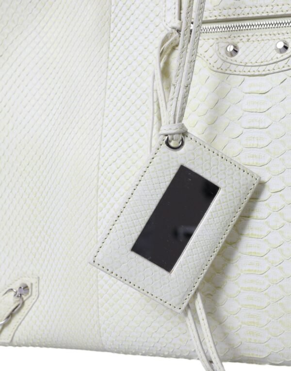 Balenciaga Chic Python Leather Tote in White & Yellow - Image 6