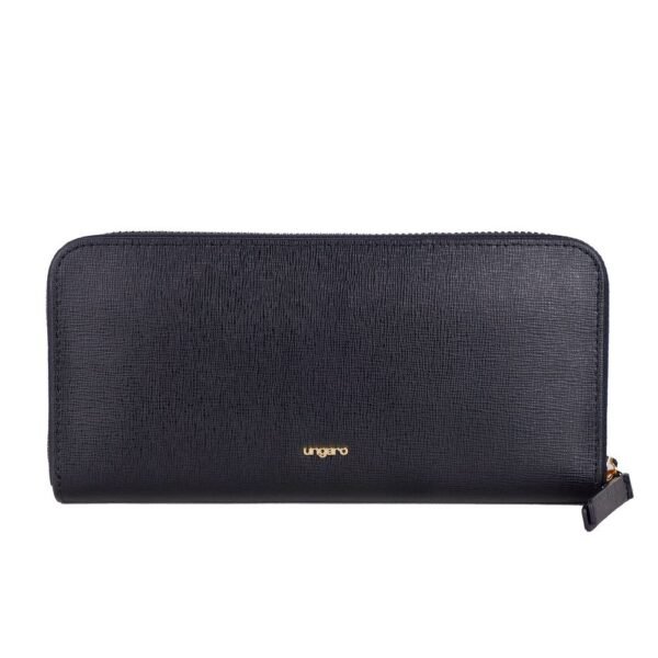 Ungaro Elegant Leather Zippered Wallet in Classic Black - Image 2