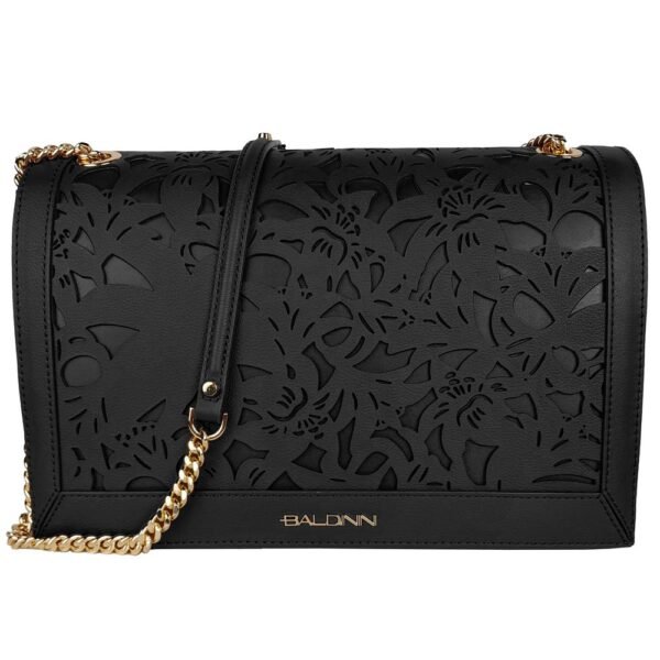 Baldinini Trend Elegant Floral Calfskin Shoulder Bag - Image 3