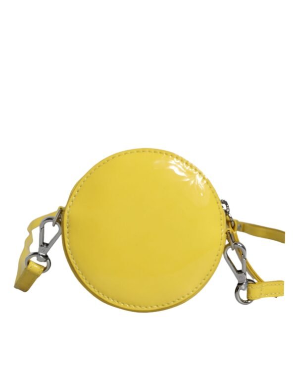 MSGM Yellow Leather Logo Crossbody Sling Shoulder Round Bag - Image 4