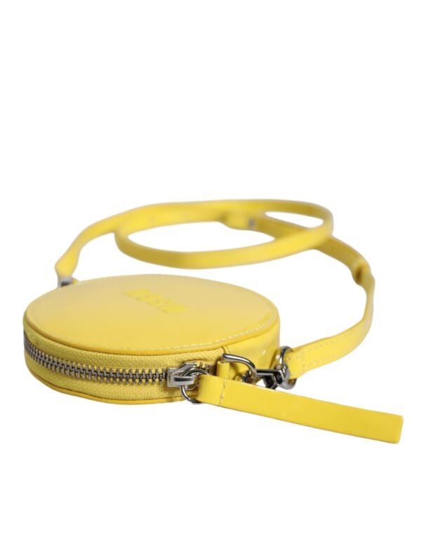 MSGM Yellow Leather Logo Crossbody Sling Shoulder Round Bag - Image 5