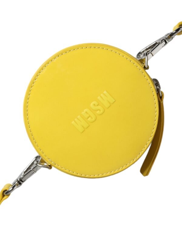 MSGM Yellow Leather Logo Crossbody Sling Shoulder Round Bag - Image 7