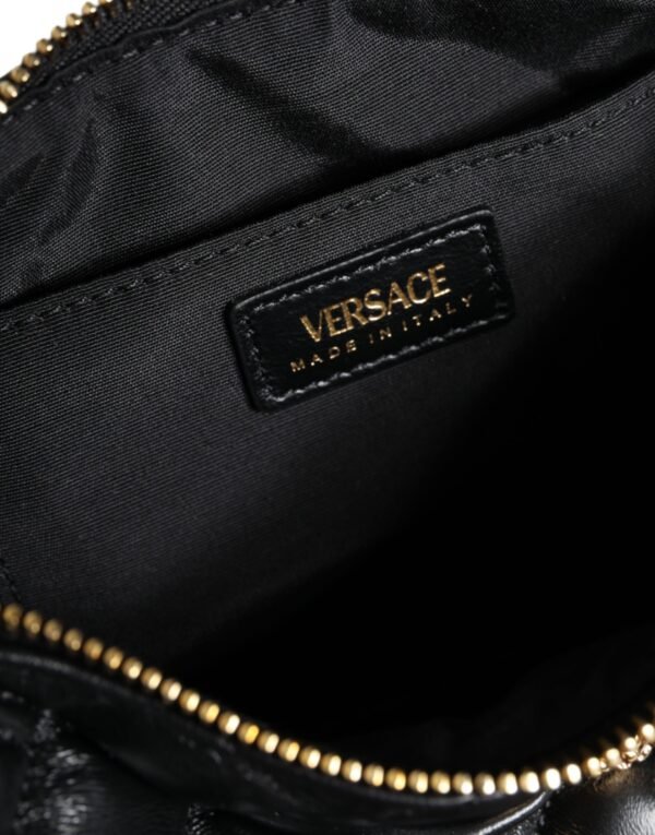 Versace Black Mini Quilted Lambskin Leather Crossbody Sling Bag - Image 5