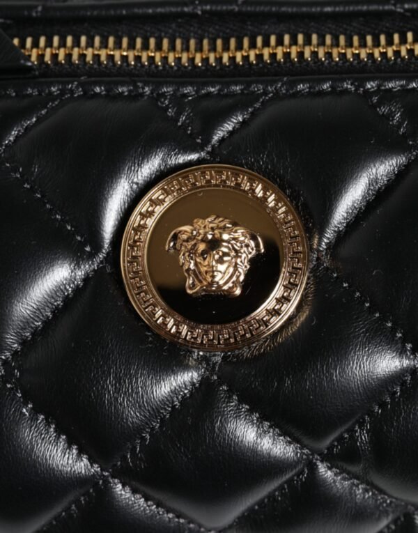 Versace Black Mini Quilted Lambskin Leather Crossbody Sling Bag - Image 6