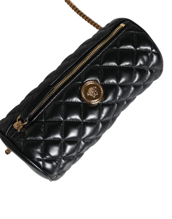 Versace Black Mini Quilted Lambskin Leather Crossbody Sling Bag - Image 7