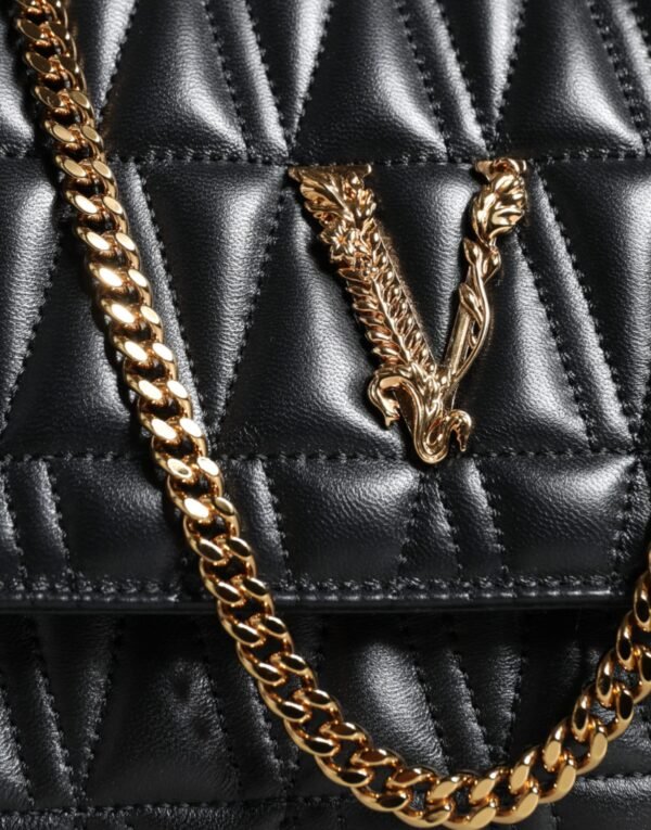 Versace Black Mini Nappa Leather Crossbody Shoulder Bag - Image 6