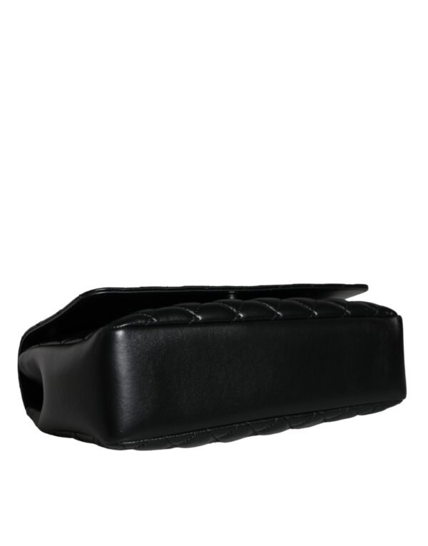 Versace Black Quilted Lambskin Leather Crossbody Shoulder Bag - Image 6