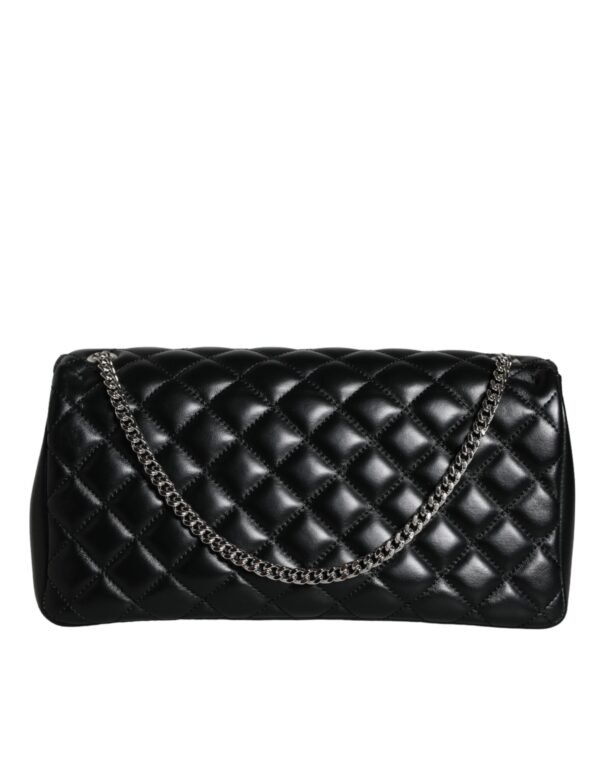 Versace Black Quilted Lambskin Leather Crossbody Shoulder Bag - Image 7