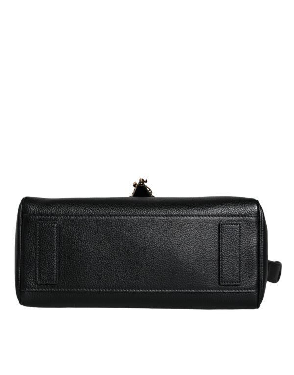 Versace Black Top Handle Grainy Calfskin Leather Crossbody Bag - Image 8