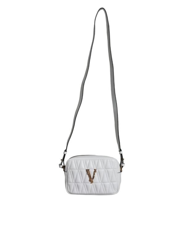 Versace White Quilted Nappa Leather Crossbody Shoulder Bag - Image 2