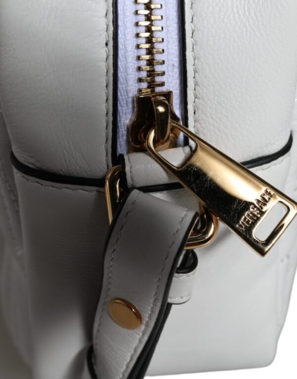 Versace White Quilted Nappa Leather Crossbody Shoulder Bag - Image 6