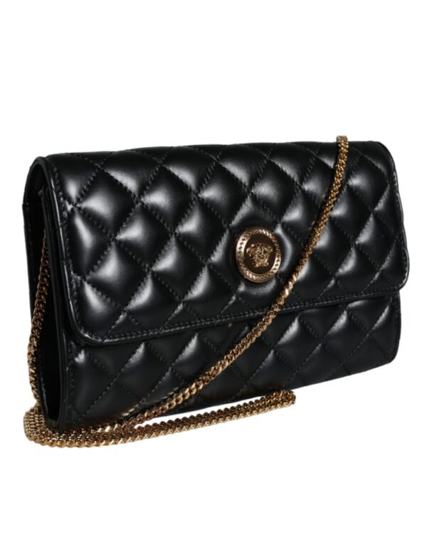 Versace Black Quilted Nappa Leather Crossbody Shoulder Bag - Image 2