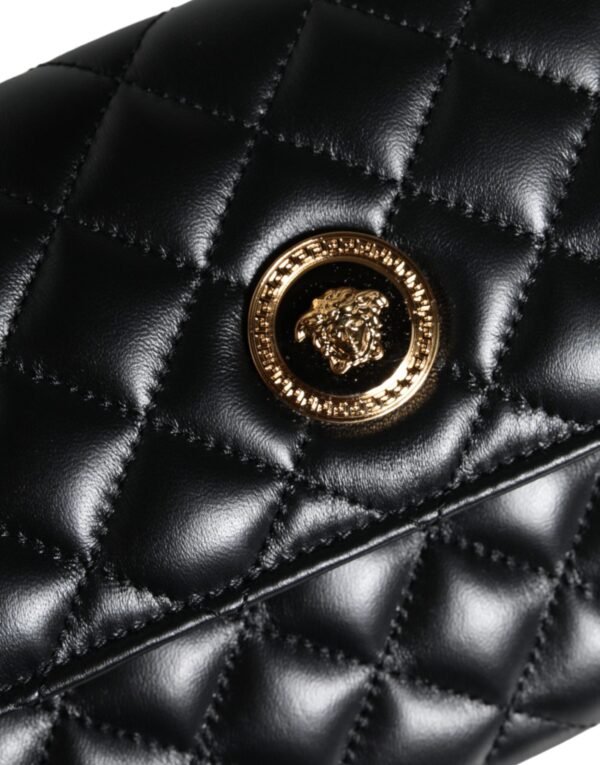 Versace Black Quilted Nappa Leather Crossbody Shoulder Bag - Image 6