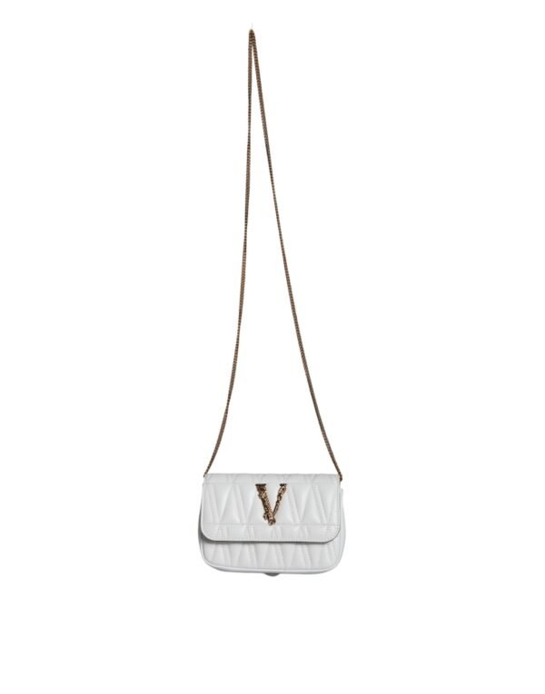 Versace White Quilted Nappa Leather Crossbody Shoulder Bag - Image 2