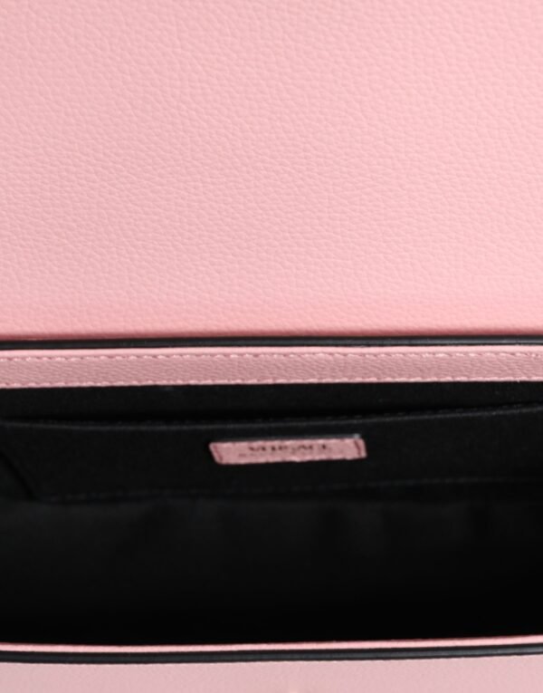Versace Pink Grainy Calf Leather Logo Crossbody Shoulder Bag - Image 6