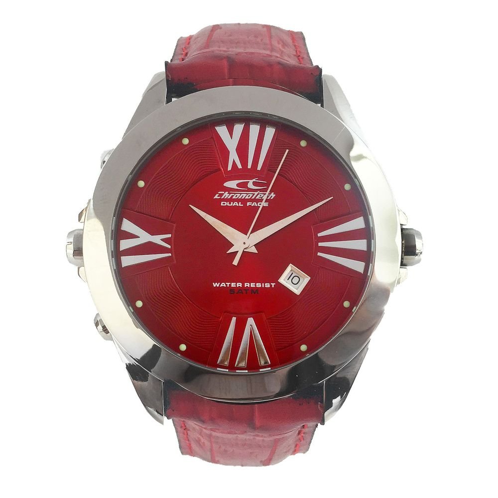 Chronotech Black Leather Watch - Image 2