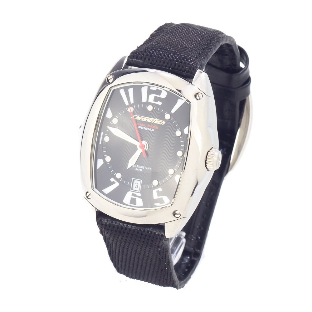 Chronotech Black Leather Watch - Image 2