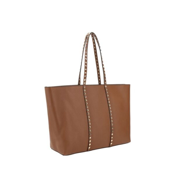 Valentino Garavani Brown Rockstud Tote Bag - Image 2