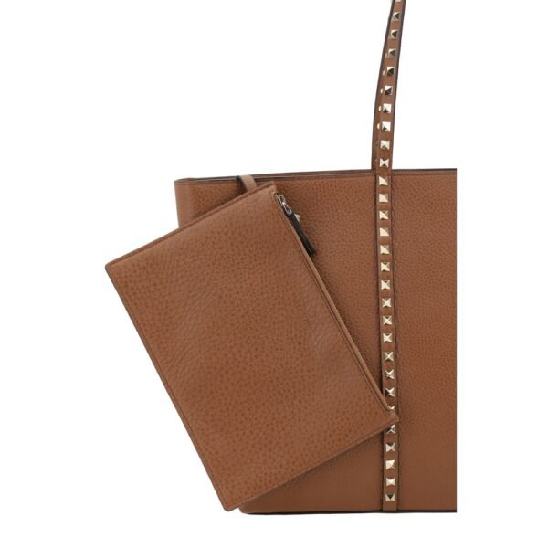 Valentino Garavani Brown Rockstud Tote Bag - Image 4