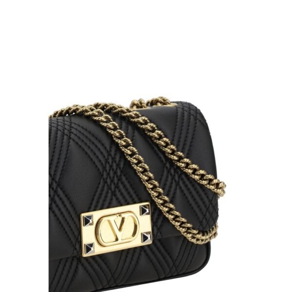 Valentino Garavani Quiltie 67 Black Leather Women Shoulder Bag - Image 4