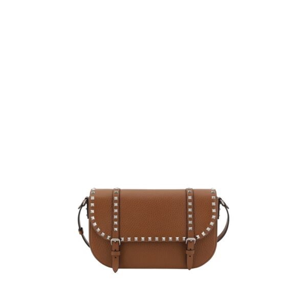 Valentino Garavani Rockstud Brown Messenger Shoulder Bag