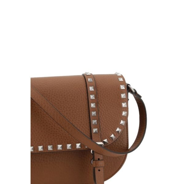 Valentino Garavani Rockstud Brown Messenger Shoulder Bag - Image 4
