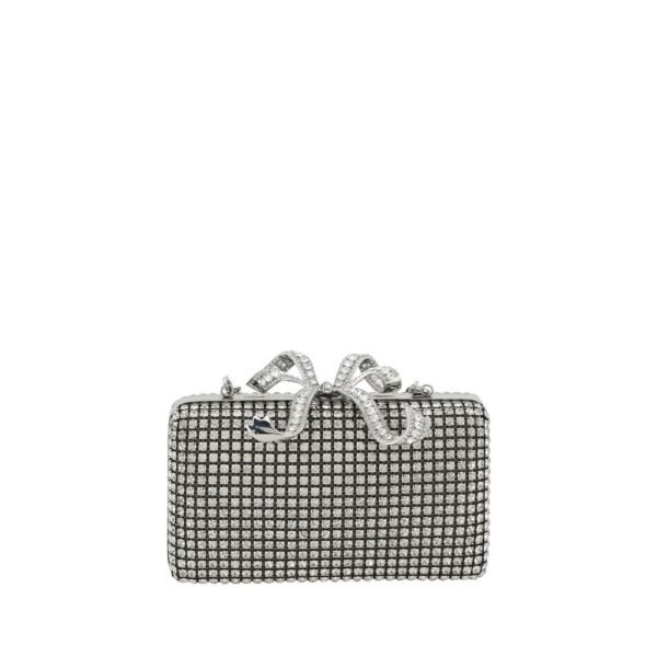 Self-Portrait Silver Crystal Box Women Silver Clutch Bag