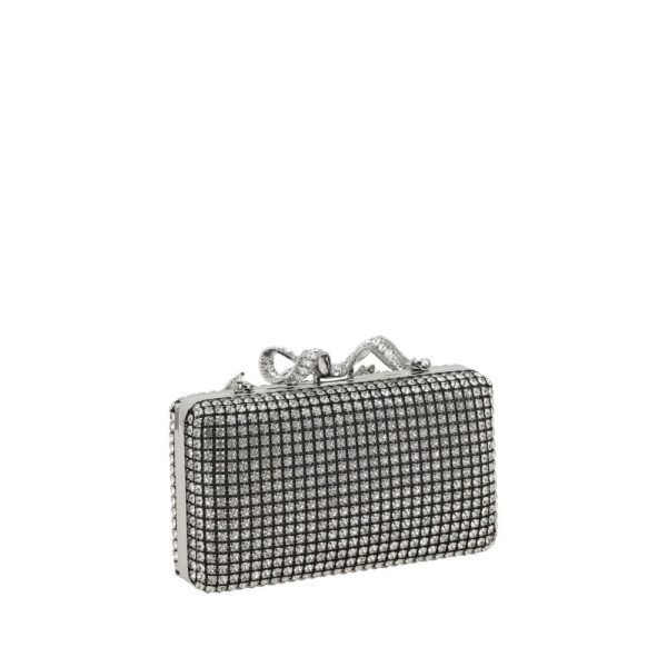 Self-Portrait Silver Crystal Box Women Silver Clutch Bag - Image 3