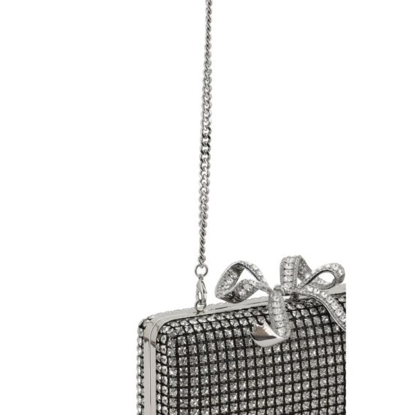 Self-Portrait Silver Crystal Box Women Silver Clutch Bag - Image 4