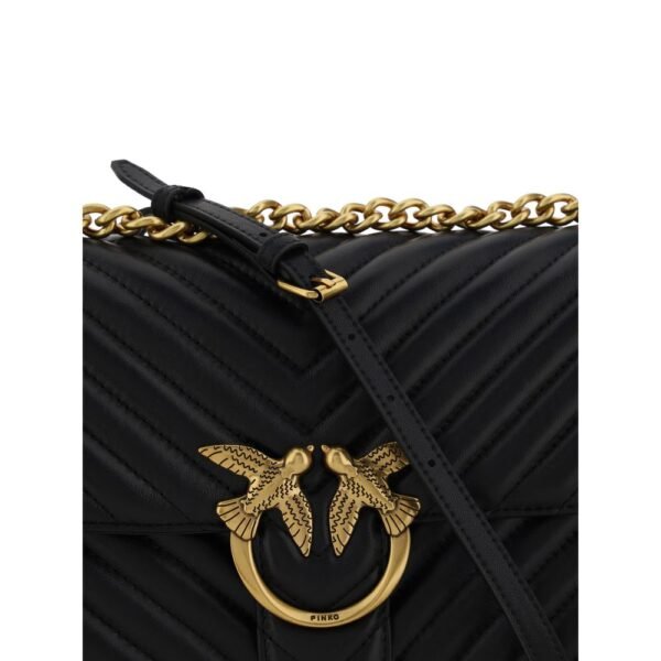 PINKO Love One Classic Women Black Leather Shoulder Bag - Image 4
