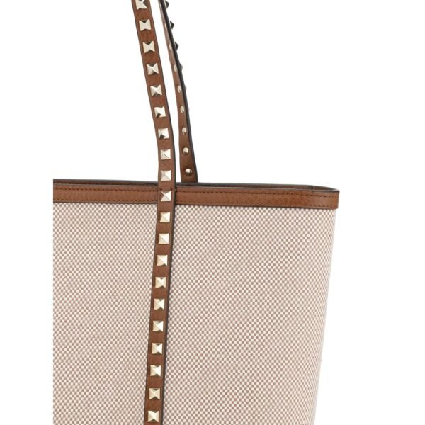 Valentino Garavani Rockstud Beige Tote Bag Handbag - Image 4