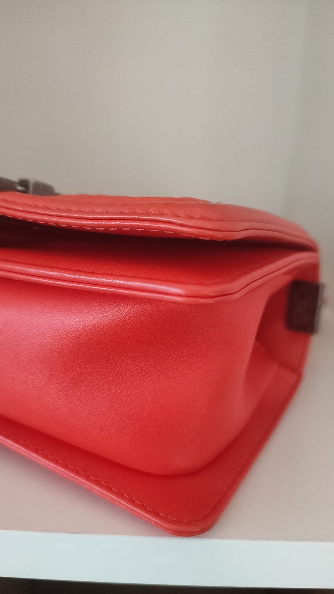 Chanel Orange Small Leather Chain Shoulder Boy Bag - Image 8