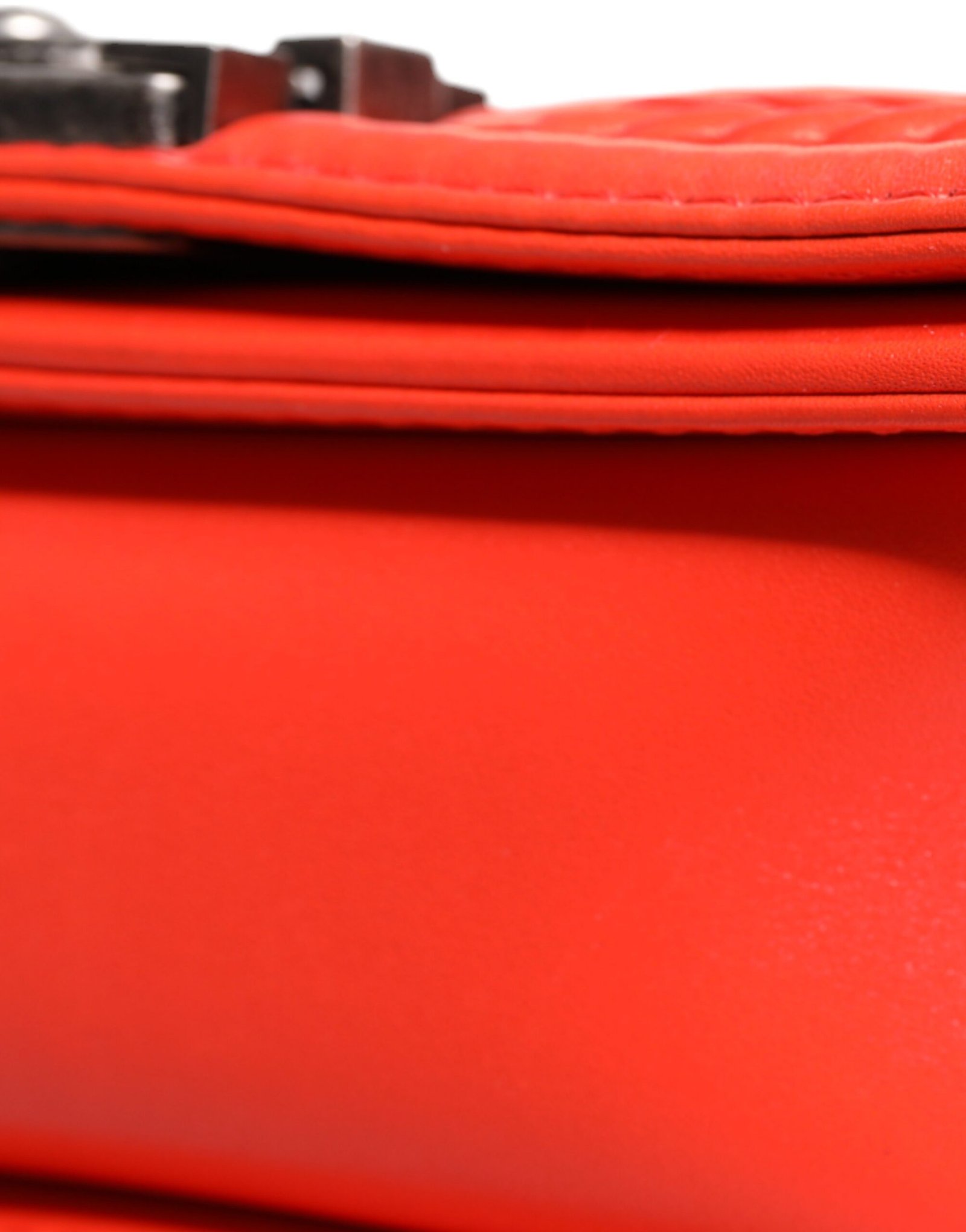 Chanel Orange Small Leather Chain Shoulder Boy Bag - Image 7