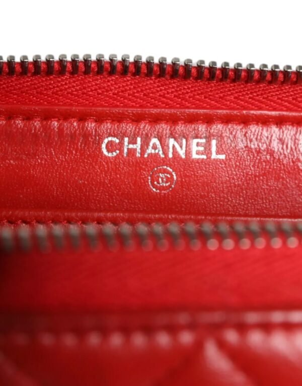 Chanel Red Quilted Leather Logo Continental Zip Box - Image 7