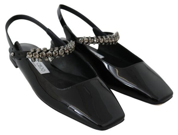 Jimmy Choo Elegant Black Patent Flats with Crystal Accent - Image 2