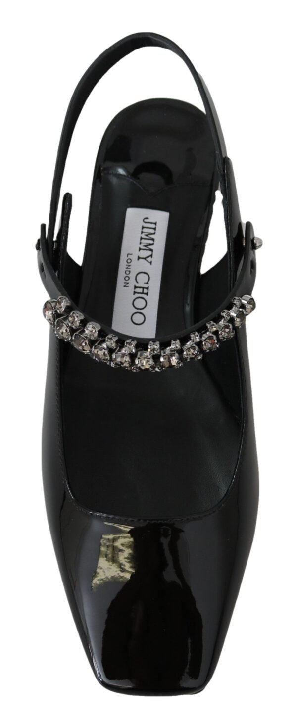 Jimmy Choo Elegant Black Patent Flats with Crystal Accent - Image 4