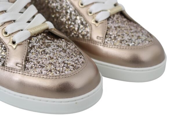 Jimmy Choo Ballet Pink Glitter Leather Sneakers - Image 3