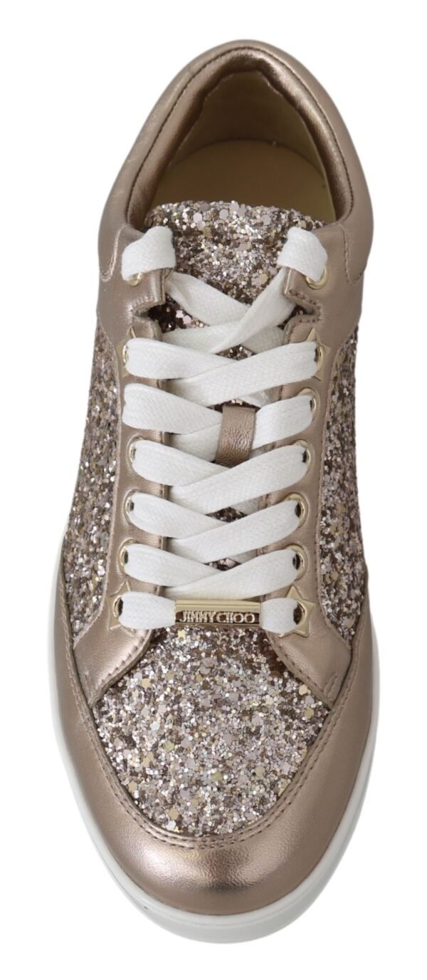 Jimmy Choo Ballet Pink Glitter Leather Sneakers - Image 4