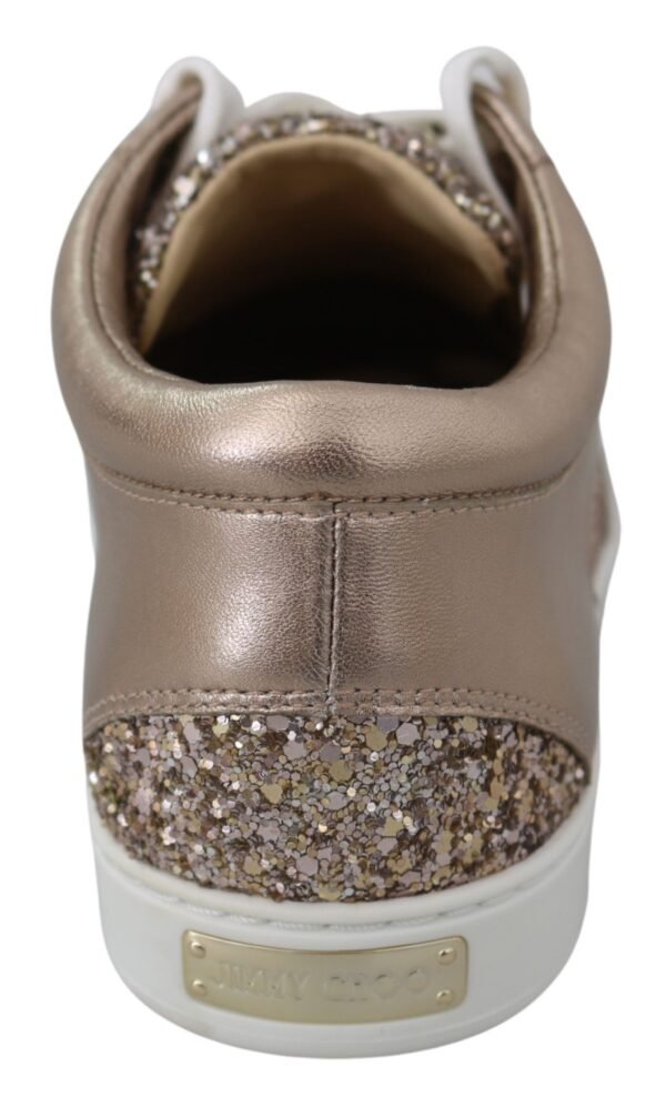 Jimmy Choo Ballet Pink Glitter Leather Sneakers - Image 5