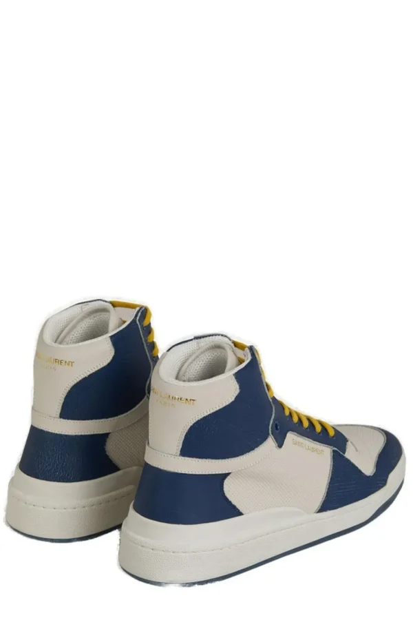 Saint Laurent Elevate Your Style with Mid-Top Blue Luxury Sneakers - Image 2