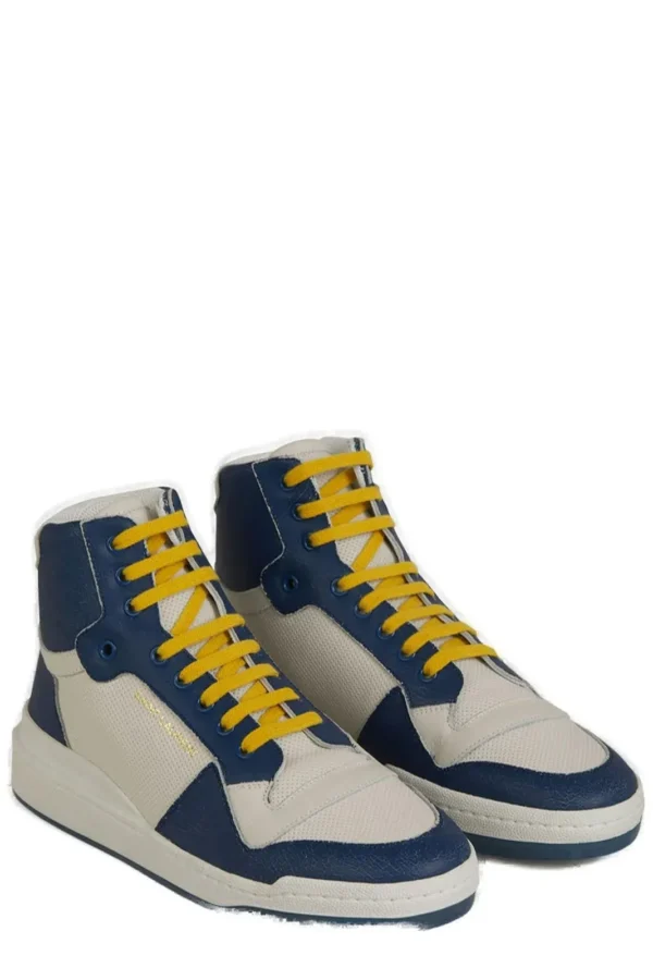 Saint Laurent Elevate Your Style with Mid-Top Blue Luxury Sneakers - Image 3