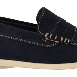 Pollini Chic Suede Blue Moccasins for Men